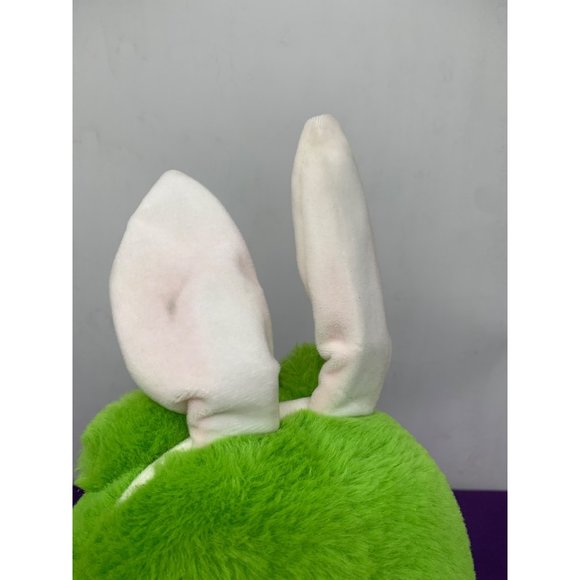 Walmart Green Frog Pink Bow Bunny Ears Easter 14.5 Inch Plastic Eyes Plush Stuff - Picture 8 of 11